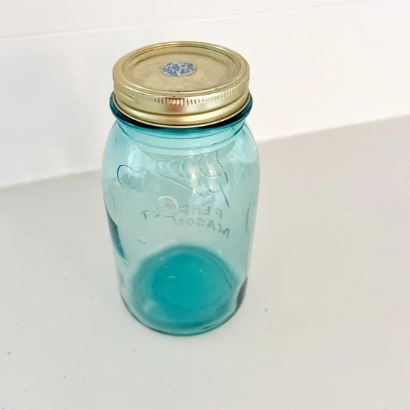 Vintage Aqua Ball Perfect Mason Jar, Offset Print, Vintage Kitchen - Picture 2 of 3